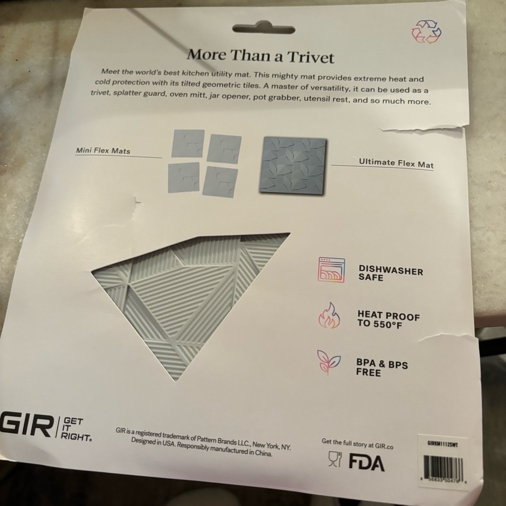 GIR Ultimate Flex Mat Silicone Trivet Jar Opener Multipurpose Tool in Gray - Picture 3 of 4